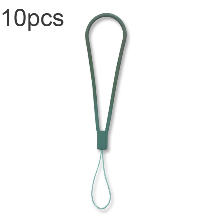 10pcs  Silicone Woven Pattern  Cell Phone Lanyard Anti-loss Hand Rope, Dark Night Green, White, Grass Purple, Light Green, Clove Purple, Antique White, Black, Red, Matcha Green, Lemon Yellow, Shallow Purple, Sand Pink, Sugar Orange, Tea Red������������...
