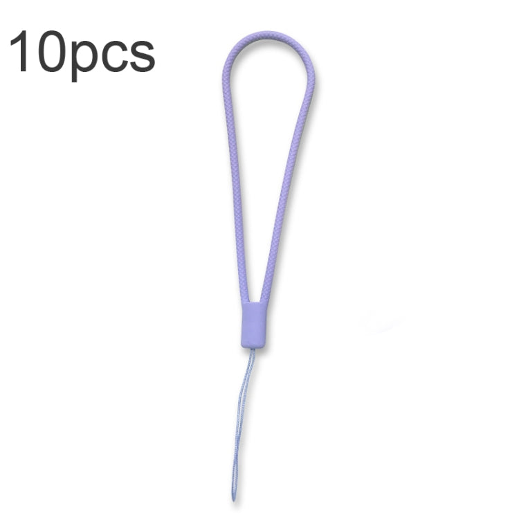10pcs  Silicone Woven Pattern  Cell Phone Lanyard Anti-loss Hand Rope, Dark Night Green, White, Grass Purple, Light Green, Clove Purple, Antique White, Black, Red, Matcha Green, Lemon Yellow, Shallow Purple, Sand Pink, Sugar Orange, Tea Red������������...