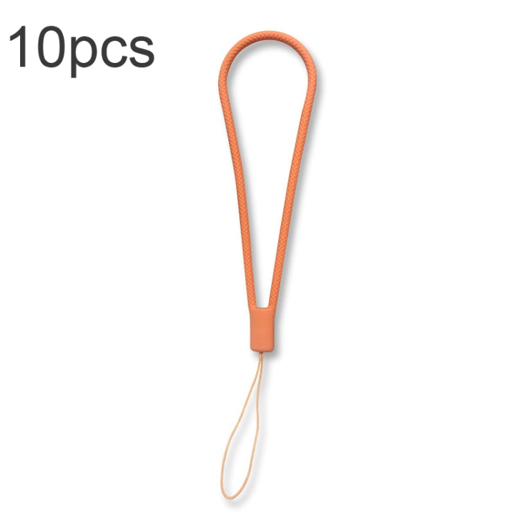 10pcs  Silicone Woven Pattern  Cell Phone Lanyard Anti-loss Hand Rope, Dark Night Green, White, Grass Purple, Light Green, Clove Purple, Antique White, Black, Red, Matcha Green, Lemon Yellow, Shallow Purple, Sand Pink, Sugar Orange, Tea Red������������...