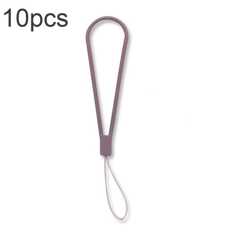 10pcs  Silicone Woven Pattern  Cell Phone Lanyard Anti-loss Hand Rope, Dark Night Green, White, Grass Purple, Light Green, Clove Purple, Antique White, Black, Red, Matcha Green, Lemon Yellow, Shallow Purple, Sand Pink, Sugar Orange, Tea Red������������...