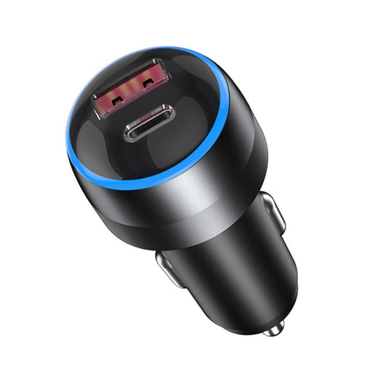 IBD355-1UC Chargeur de voiture intelligent 18W+45W, chargeur rapide de téléphone métallique à double port, 63W