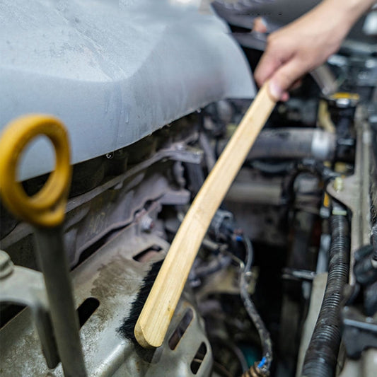 Automotive Steel Ring Washing Long Bamboo Brush Engine Cleaning Brush, Cleaning Brush