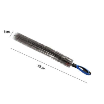 W-102 Car Steel Ring Hub Brush Long Handle Without Hair Hair Curved Cleaning Brush