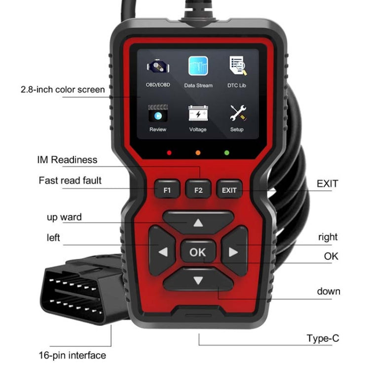 Détecteur de pannes de voiture V519 OBD2 à écran couleur, V519