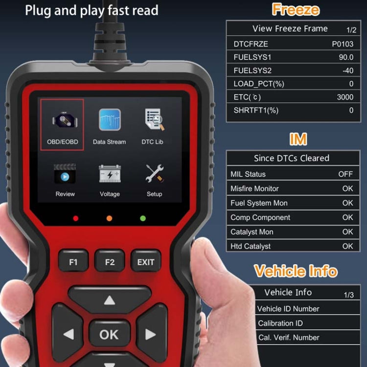 Détecteur de pannes de voiture V519 OBD2 à écran couleur, V519