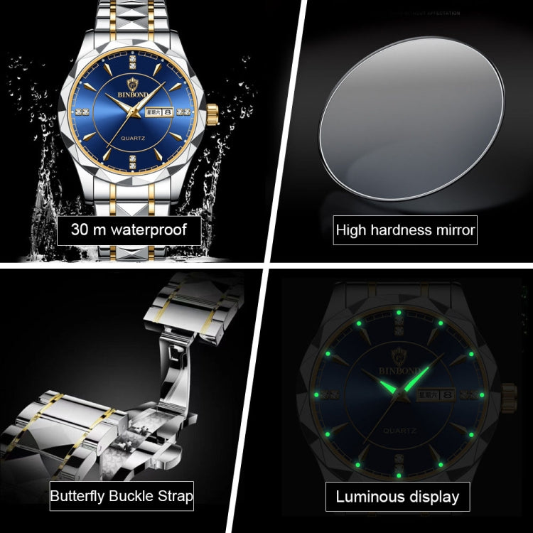 Montre à Quartz BINBONG B5552 Lumineuse Multifonctionnelle Calendrier d'affaires