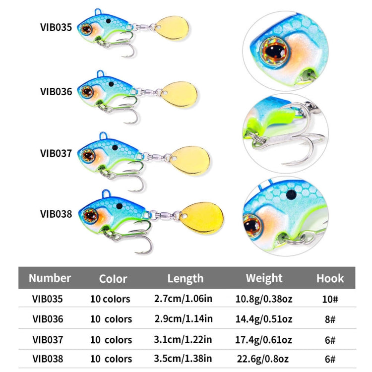 HENGJIA VIB035 Kleiner Wirbelwind-Pailletten-Kunstköder, sinkender Wasser-VIB-Köder, 9g, 13g, 16g, 22g