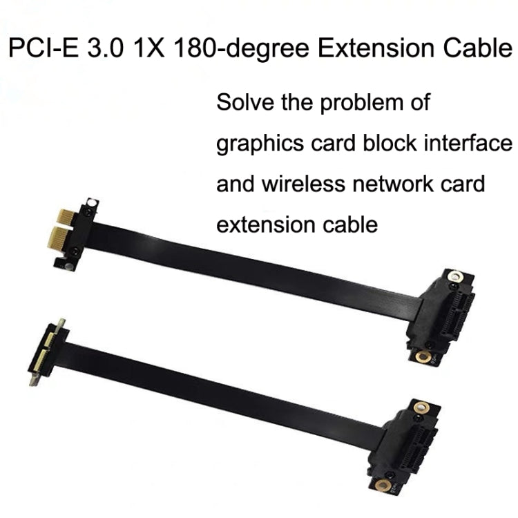 PCI-E 3.0 1X 180-degree Graphics Card Wireless Network Card Adapter Block Extension Cable, Length:, 10cm, 15cm, 20cm, 25cm, 30cm, 40cm, 50cm
