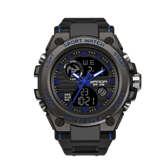 SANDA 739 Montre Sport Multifonction Étanche Chronographe Calendrier Alarme Lumière Nocturne