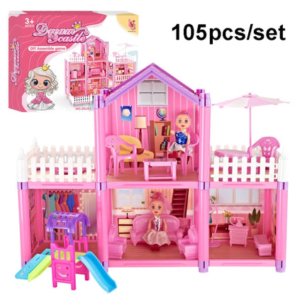 DSJ55-C 220pcs /Set Children Passing Domestic Toy Doll House Princess Castle Set Simulation Disguise House, DSJ55-1 105pcs/set, DSJ55-2 126pcs/set, DSJ55-3 149pcs/set, DSJ55 162pcs/set, DSJ55-B 214pcs/set, DSJ55-C 222pcs/set, DSJ55-A 274pcs/set