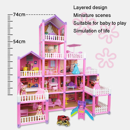 DSJ55-C 220pcs /Set Children Passing Domestic Toy Doll House Princess Castle Set Simulation Disguise House, DSJ55-1 105pcs/set, DSJ55-2 126pcs/set, DSJ55-3 149pcs/set, DSJ55 162pcs/set, DSJ55-B 214pcs/set, DSJ55-C 222pcs/set, DSJ55-A 274pcs/set