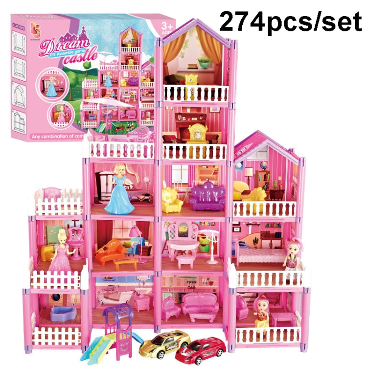 DSJ55-C 220pcs /Set Children Passing Domestic Toy Doll House Princess Castle Set Simulation Disguise House, DSJ55-1 105pcs/set, DSJ55-2 126pcs/set, DSJ55-3 149pcs/set, DSJ55 162pcs/set, DSJ55-B 214pcs/set, DSJ55-C 222pcs/set, DSJ55-A 274pcs/set