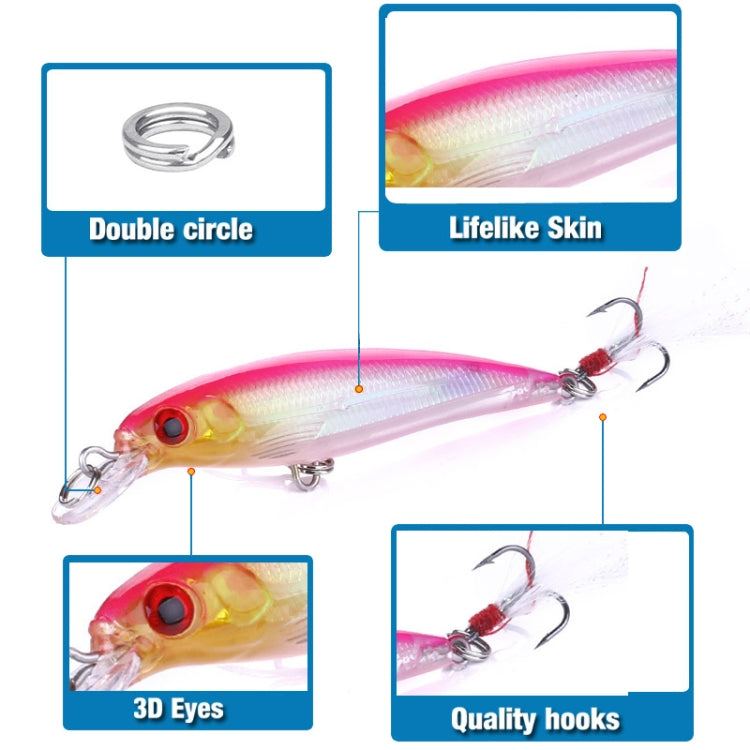 HENGJIA MI094 Simulation Laser Imitation-Köder Minnow Angelköder, 1, 2, 3, 4, 5, 6, 7, 8, 9, 10, 10 Farben verpackt