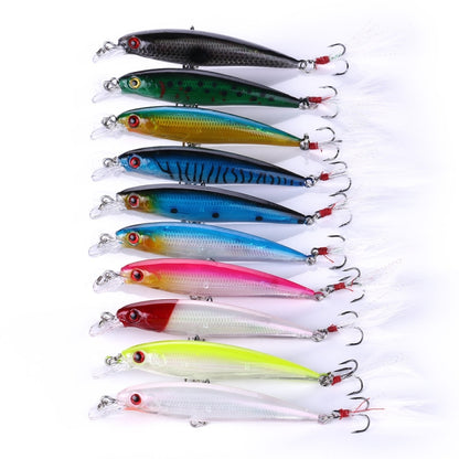 HENGJIA MI094 Simulation Laser Imitation-Köder Minnow Angelköder, 1, 2, 3, 4, 5, 6, 7, 8, 9, 10, 10 Farben verpackt