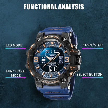 SMAEL 8049 Montre Sportive Étanche Homme Montre Électronique Multifonction Veilleuse