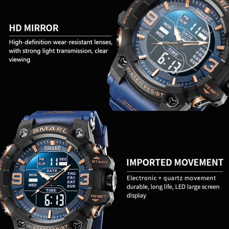 SMAEL 8049 Montre Sportive Étanche Homme Montre Électronique Multifonction Veilleuse