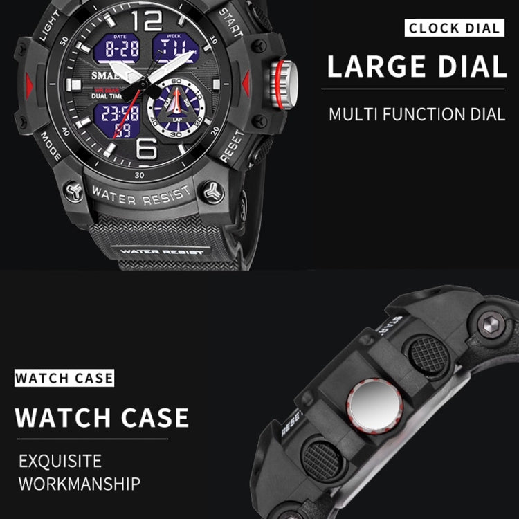 Montre Électronique à Quartz SMAEL 8007 de Sport Outdoor Étanche Double Affichage
