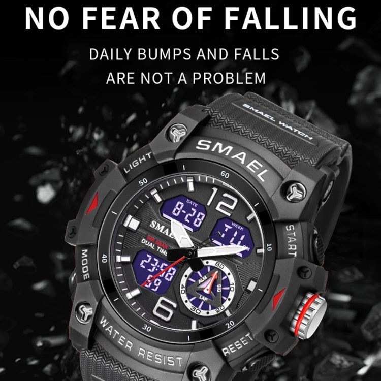 Montre Électronique à Quartz SMAEL 8007 de Sport Outdoor Étanche Double Affichage