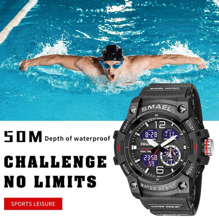 Montre Électronique à Quartz SMAEL 8007 de Sport Outdoor Étanche Double Affichage