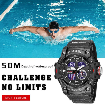 Montre Électronique à Quartz SMAEL 8007 de Sport Outdoor Étanche Double Affichage