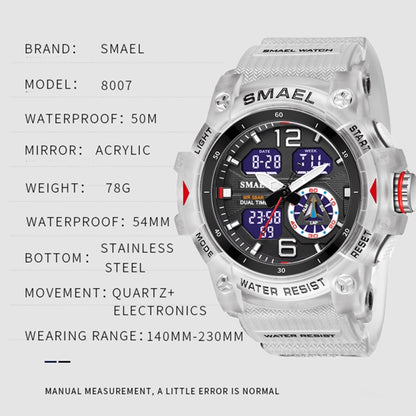 Montre Électronique à Quartz SMAEL 8007 de Sport Outdoor Étanche Double Affichage