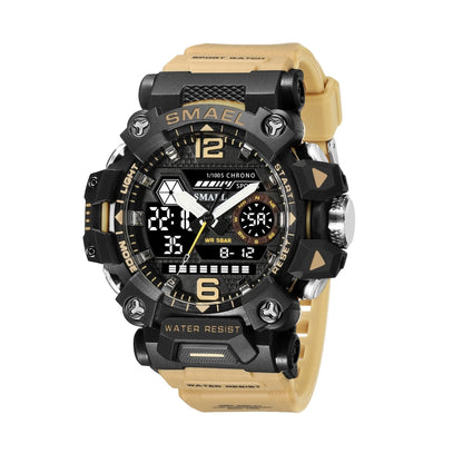 Montre Électronique Multifonctionnelle d'Extérieur en Alliage SMAEL 8072 pour Homme Montre Étanche à Double Affichage