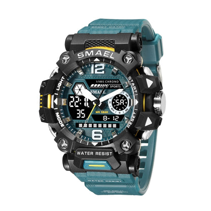 Montre Électronique Multifonctionnelle d'Extérieur en Alliage SMAEL 8072 pour Homme Montre Étanche à Double Affichage