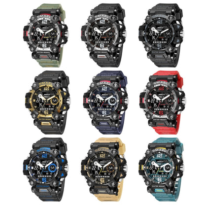 Montre Électronique Multifonctionnelle d'Extérieur en Alliage SMAEL 8072 pour Homme Montre Étanche à Double Affichage