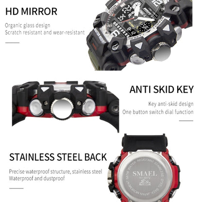 Montre Électronique Multifonctionnelle d'Extérieur en Alliage SMAEL 8072 pour Homme Montre Étanche à Double Affichage
