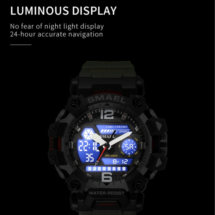 Montre Électronique Multifonctionnelle d'Extérieur en Alliage SMAEL 8072 pour Homme Montre Étanche à Double Affichage