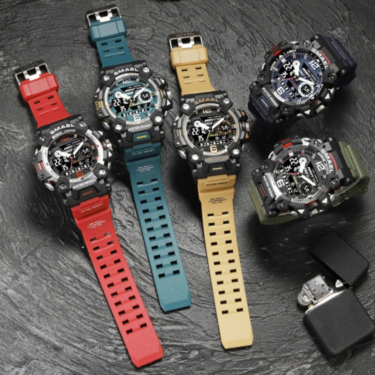 Montre Électronique Multifonctionnelle d'Extérieur en Alliage SMAEL 8072 pour Homme Montre Étanche à Double Affichage