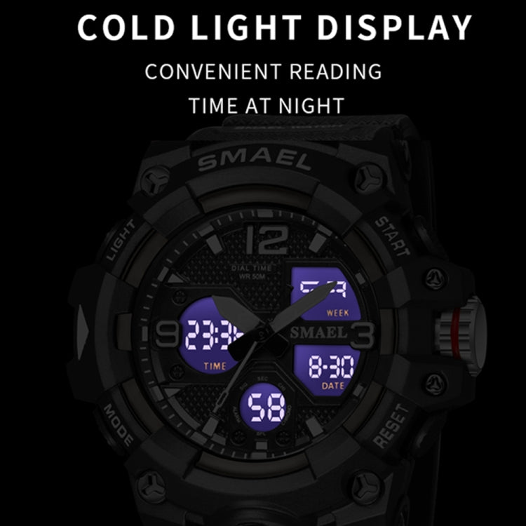 SMAEL 8008 Montre Homme Sport Plein Air Multifonction Étanche Lumineuse, Noir Bleu