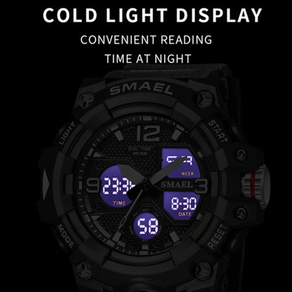 SMAEL 8008 Montre Homme Sport Plein Air Multifonction Étanche Lumineuse, Noir Bleu