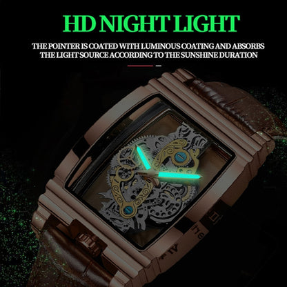 Montres d'affaires pour hommes BINBOND B5011 étanches et lumineuses, avec engrenages ajourés, pour l'extérieur