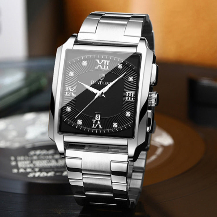Montres à quartz étanches rectangulaires pour hommes BINBOND B4143