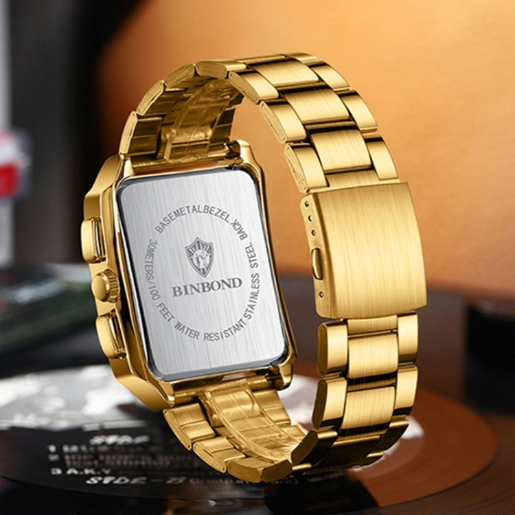 Montres à quartz étanches rectangulaires pour hommes BINBOND B4143
