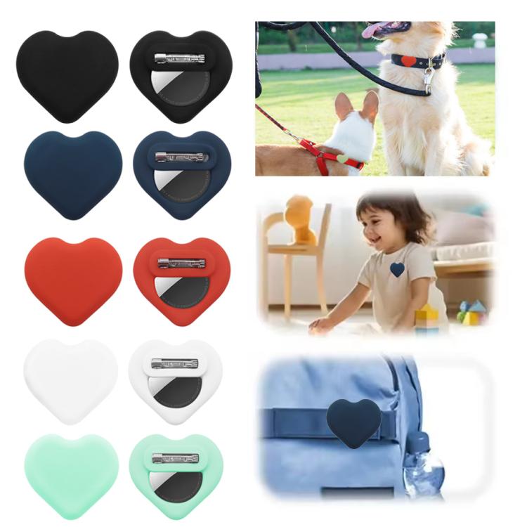 For AirTag GPS Tracker Heart-Shape Silicone Case With Safety Pins Hidden Inside Clothes Shoes