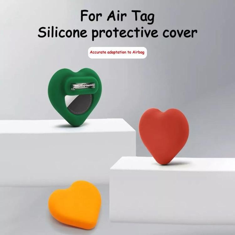For AirTag GPS Tracker Heart-Shape Silicone Case With Safety Pins Hidden Inside Clothes Shoes