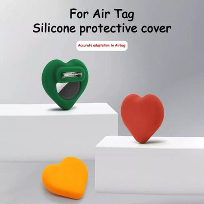 For AirTag GPS Tracker Heart-Shape Silicone Case With Safety Pins Hidden Inside Clothes Shoes
