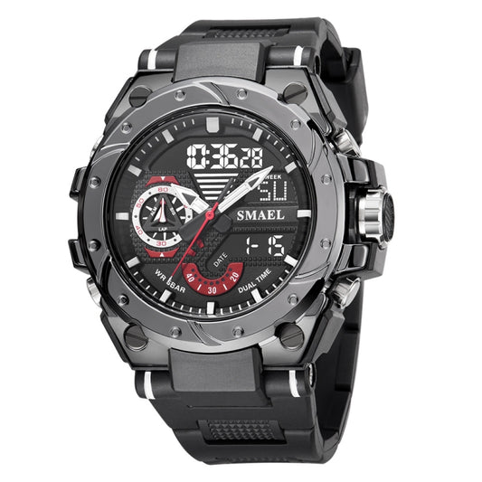 Montre Homme Sport SMAEL 8060 Étanche en Alliage, Affichage Lumineux, Miroir HD