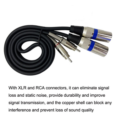 2RCA Male 2XLR Caron Male Speaker Audio Balance Cable, Length:, 0.5m, 1m, 1.5m, 2m, 5m, 10m, 20m