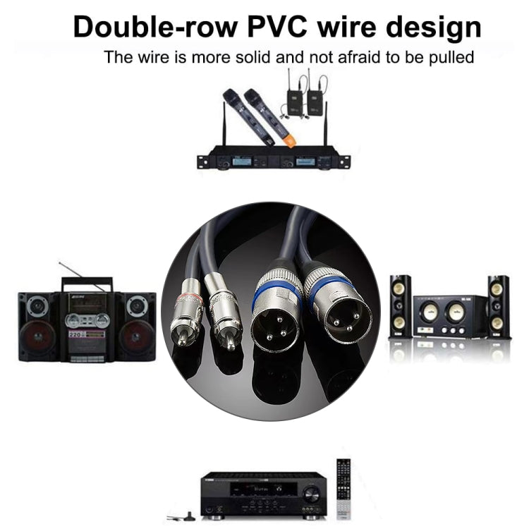 2RCA Male 2XLR Caron Male Speaker Audio Balance Cable, Length:, 0.5m, 1m, 1.5m, 2m, 5m, 10m, 20m