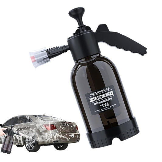 Pulvérisateur à mousse 2L Bouteille de pulvérisation sous pression pour le lavage de voiture l'arrosage des plantes la fertilisation, 9321F Noir transparent