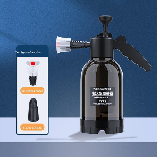 Pulvérisateur à mousse 2L Bouteille de pulvérisation sous pression pour le lavage de voiture l'arrosage des plantes la fertilisation, 9321F Noir transparent