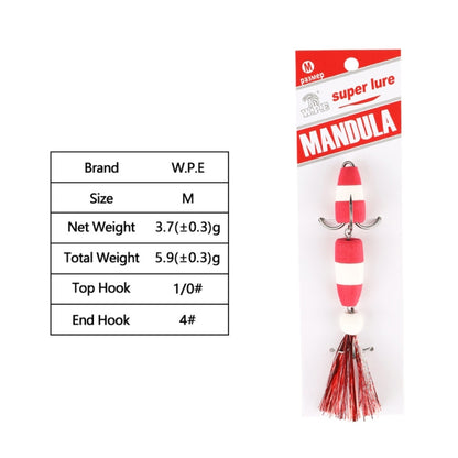 W.P.E PMG-M Leurre souple en mousse avec hameçon triple pour appâts artificiels, M