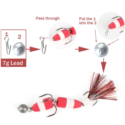 W.P.E PMG-M Leurre souple en mousse avec hameçon triple pour appâts artificiels, M
