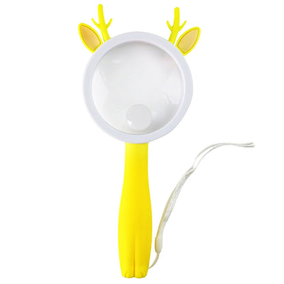 2275 5X/10X Cartoon Animal Handheld Children Science Experiment Magnifying Glass, Pink Rabbit, Coffee Calf, Yellow Deer, Green Frog, Blue Cat
