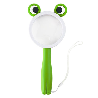 2275 5X/10X Cartoon Animal Handheld Children Science Experiment Magnifying Glass, Pink Rabbit, Coffee Calf, Yellow Deer, Green Frog, Blue Cat