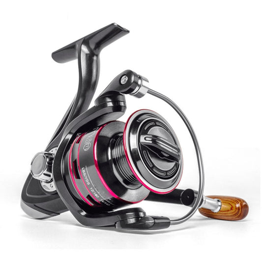 Carrete de pesca de metal con bobina giratoria, ruedas reforzadas y duraderas para agua salada o dulce, HB500
