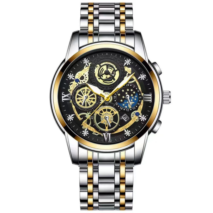 BINBOND 4010 Montre à Quartz Multifonction Étanche Lumineuse et Creuse